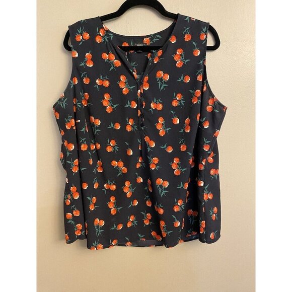 Talbots Tops - Talbots Top Woman Petite 2XP Black Red Floral Sleeveless V Neck Blouse Boho